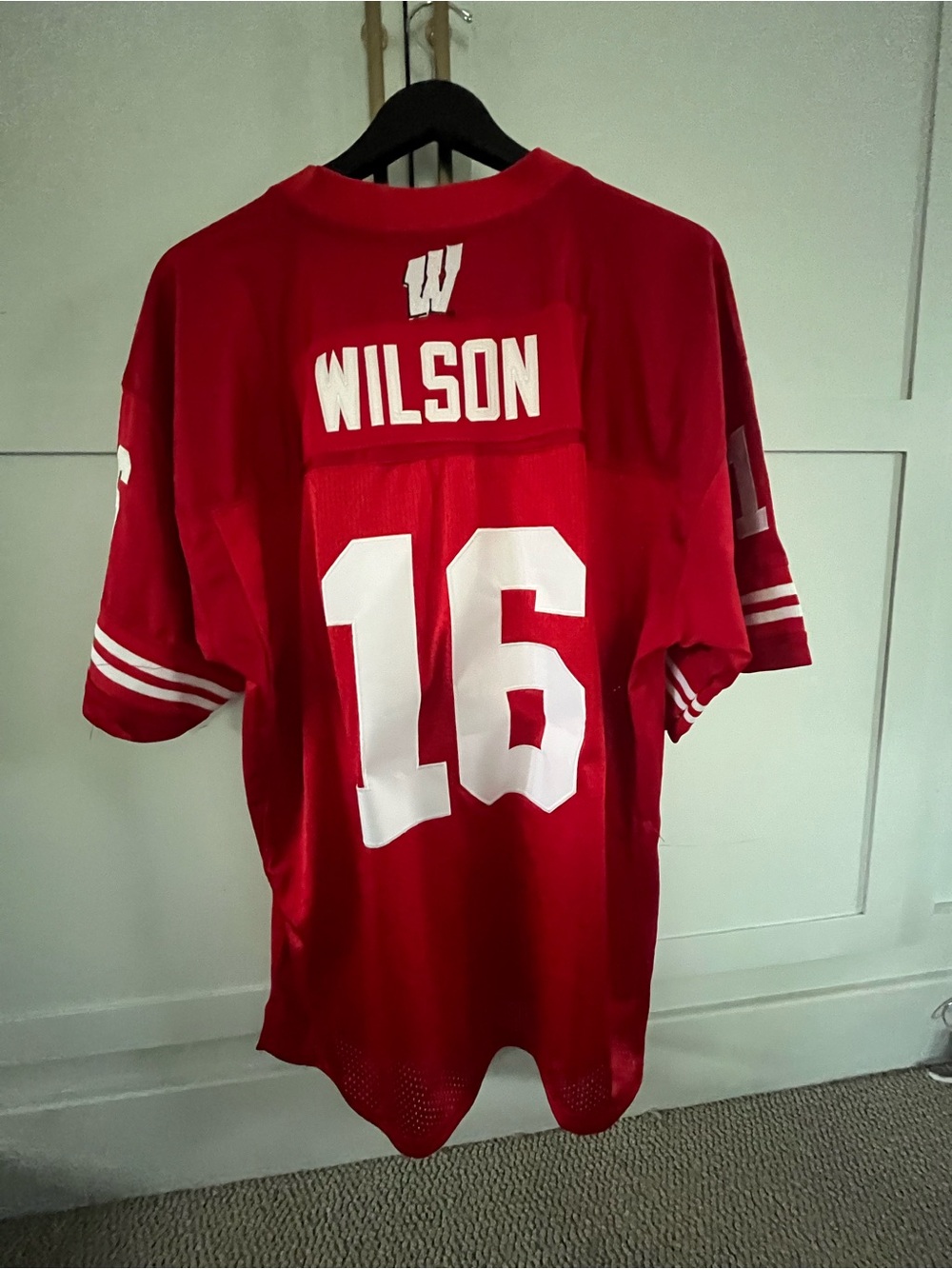Nike Red Men's Football Jersey with White Number 16
